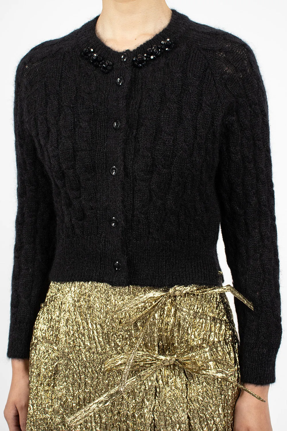 Cable Knit Cardigan Black