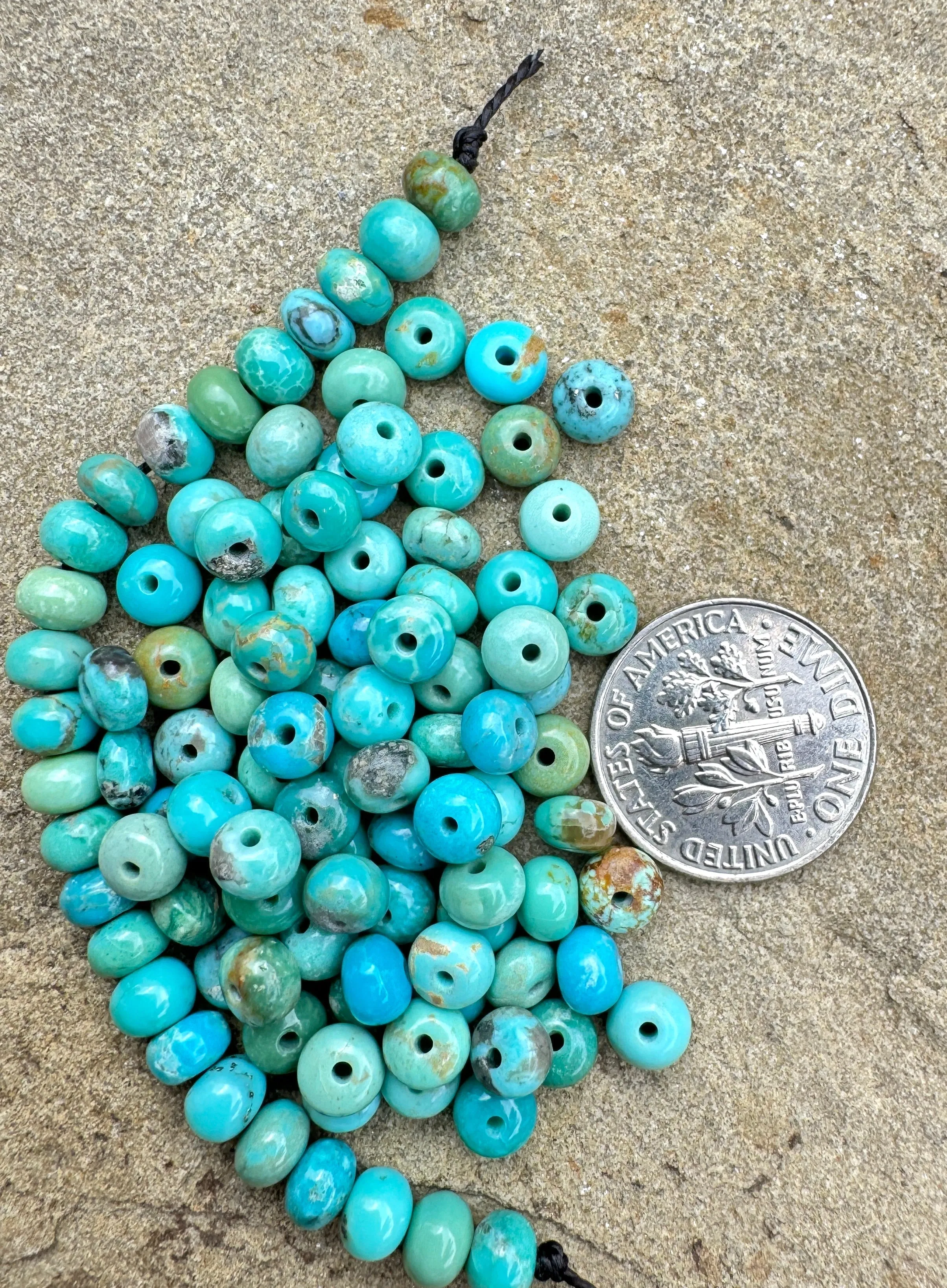 Campitos (Mex) Turquoise 5mm Rondelle Beads (Package of 12 beads)