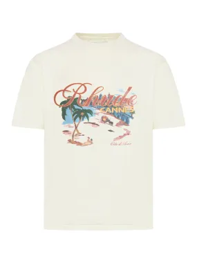 Cannes Beach-print cotton T-shirt