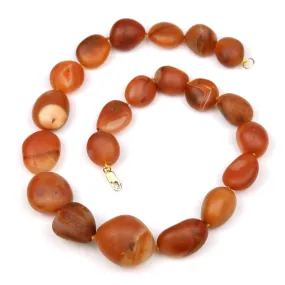 Carnelian Knotted Necklace with Gold Filled Lobster Claw Clasp