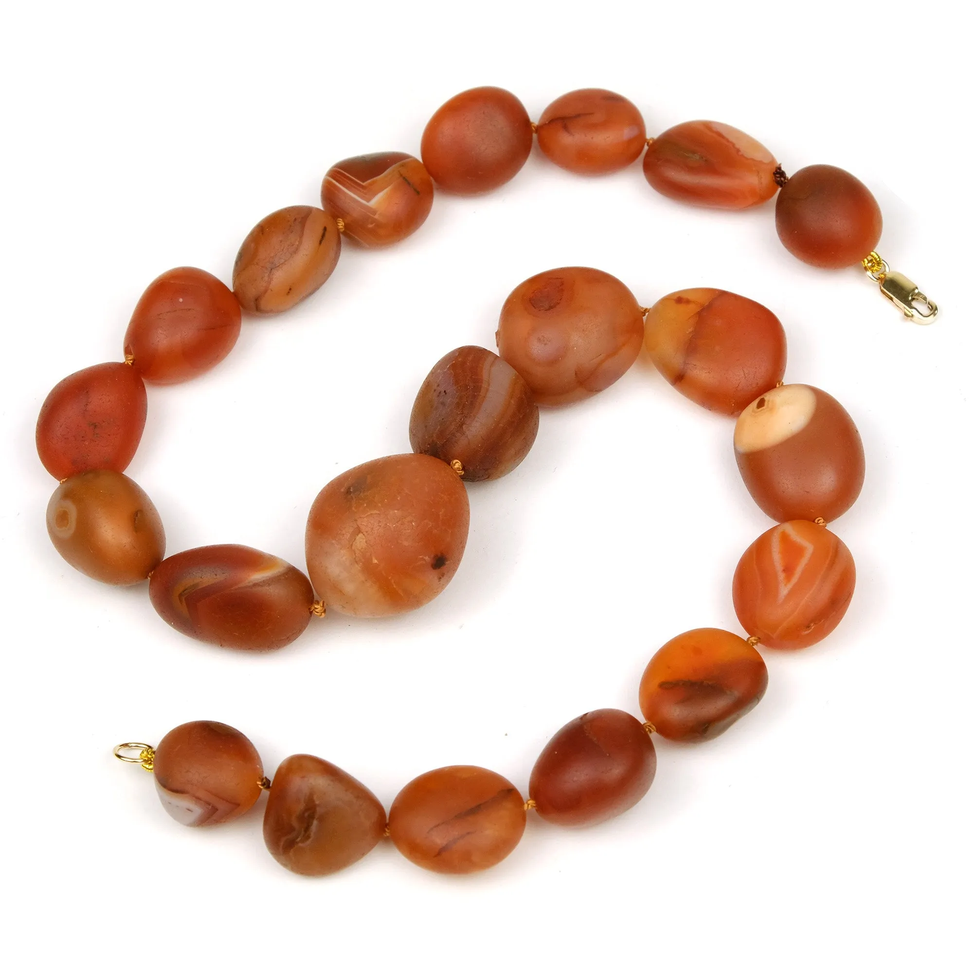 Carnelian Knotted Necklace with Gold Filled Lobster Claw Clasp