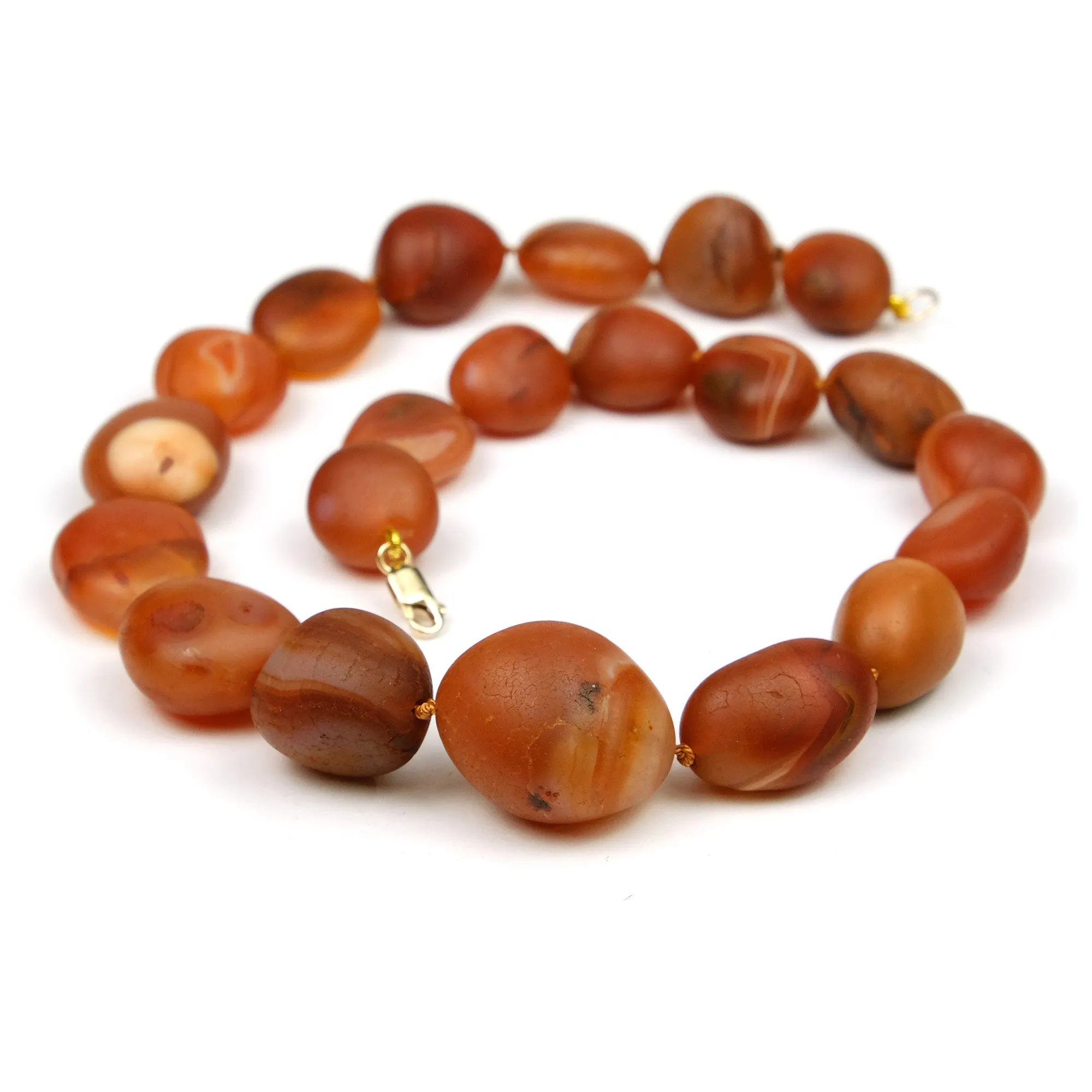 Carnelian Knotted Necklace with Gold Filled Lobster Claw Clasp