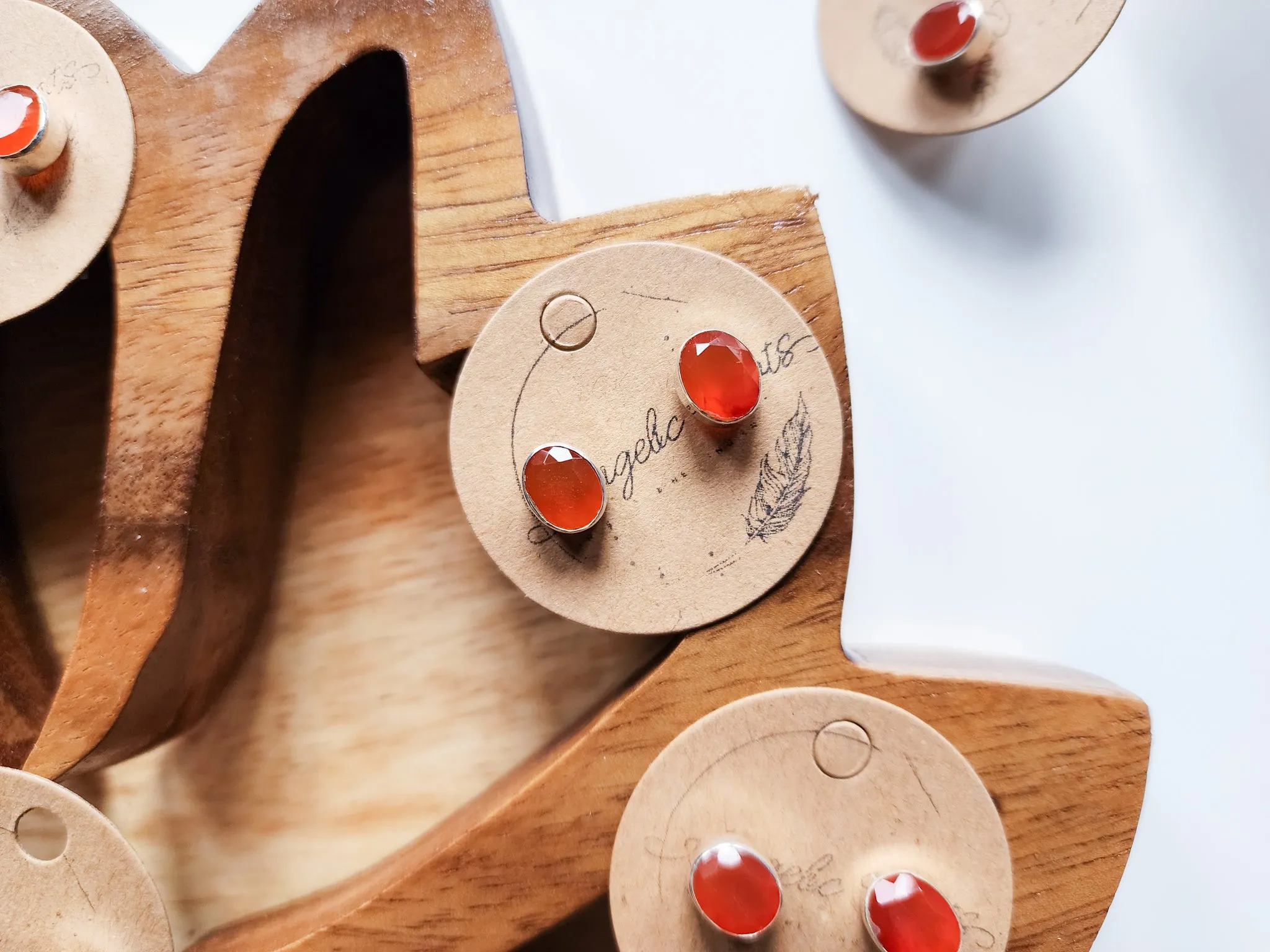 Carnelian Oval Faceted Sterling Post Earring