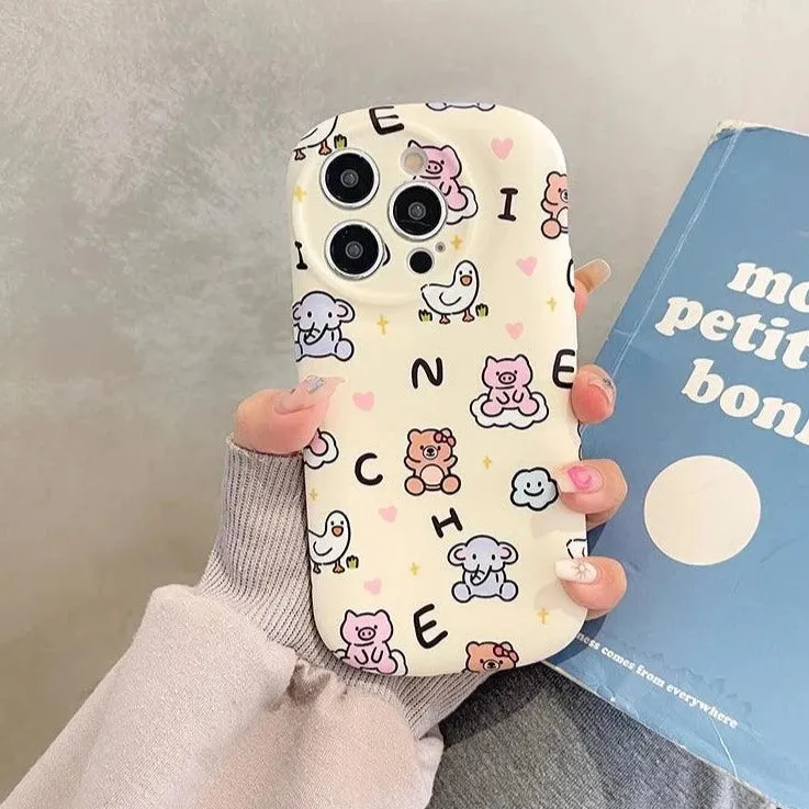 Cartoon Mini Animals Cute Phone Case For iPhone 11, 12, 13, 14, or 15 Pro Max