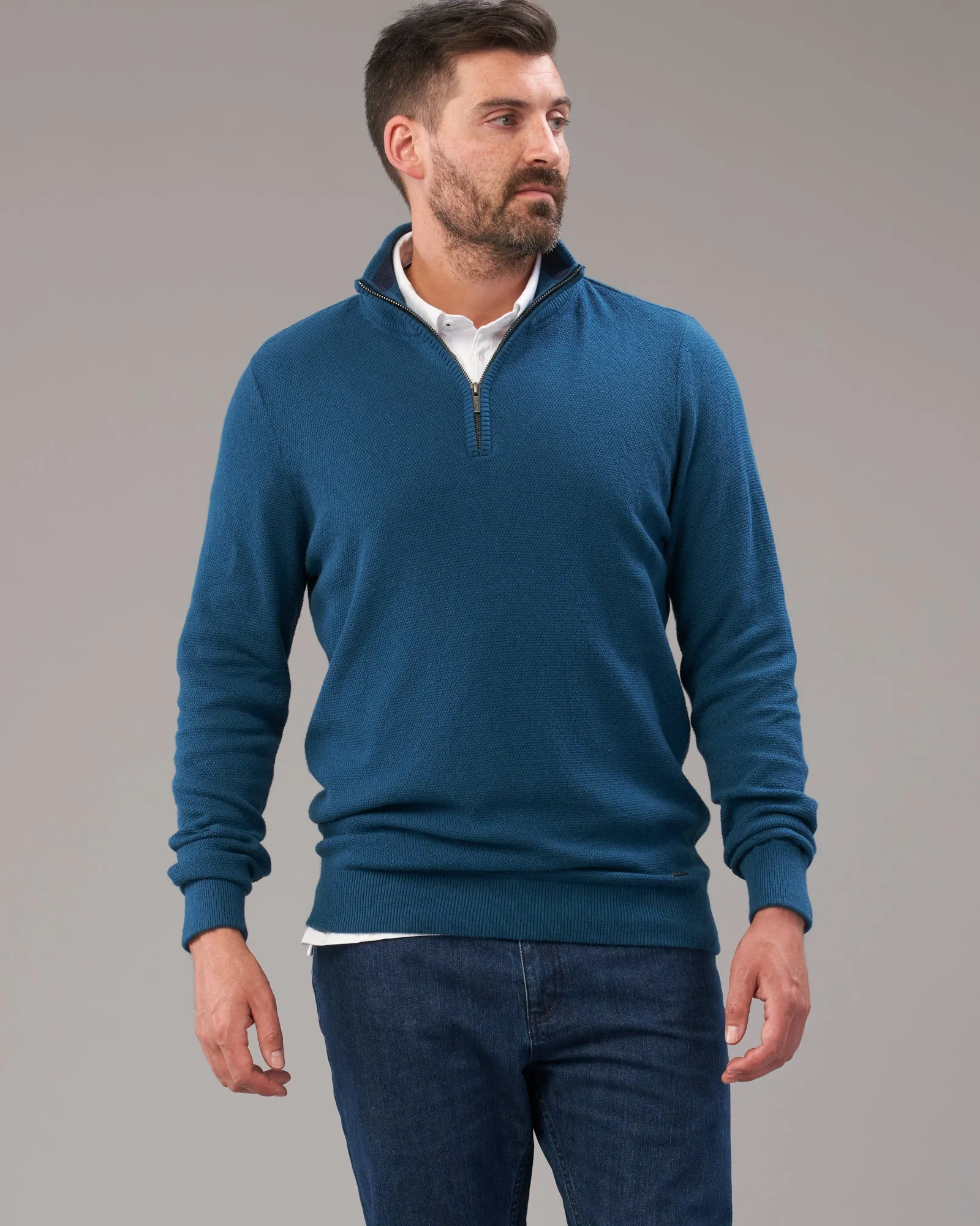 CASHMERE COTTON STITCH QTR ZIP