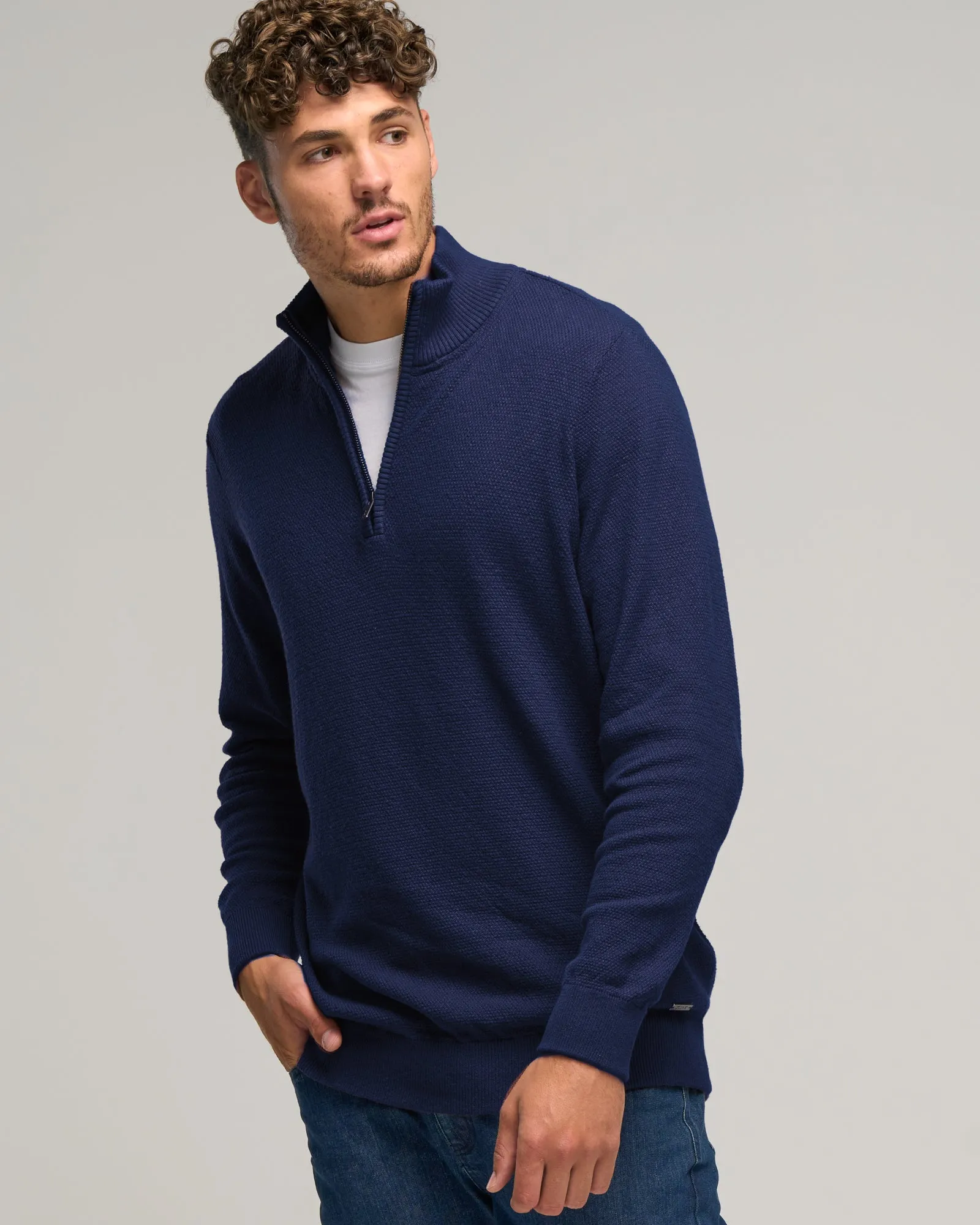 CASHMERE COTTON STITCH QTR ZIP