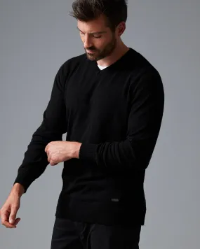 CASHMERE COTTON VEE NECK KNIT