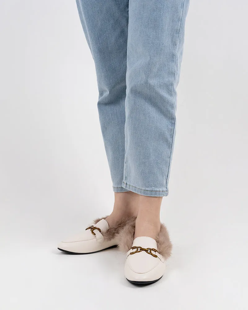 Chain Backless Slip on Closed Toe Slides Loafers