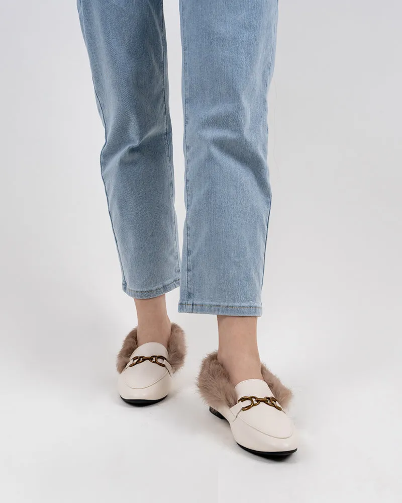 Chain Backless Slip on Closed Toe Slides Loafers