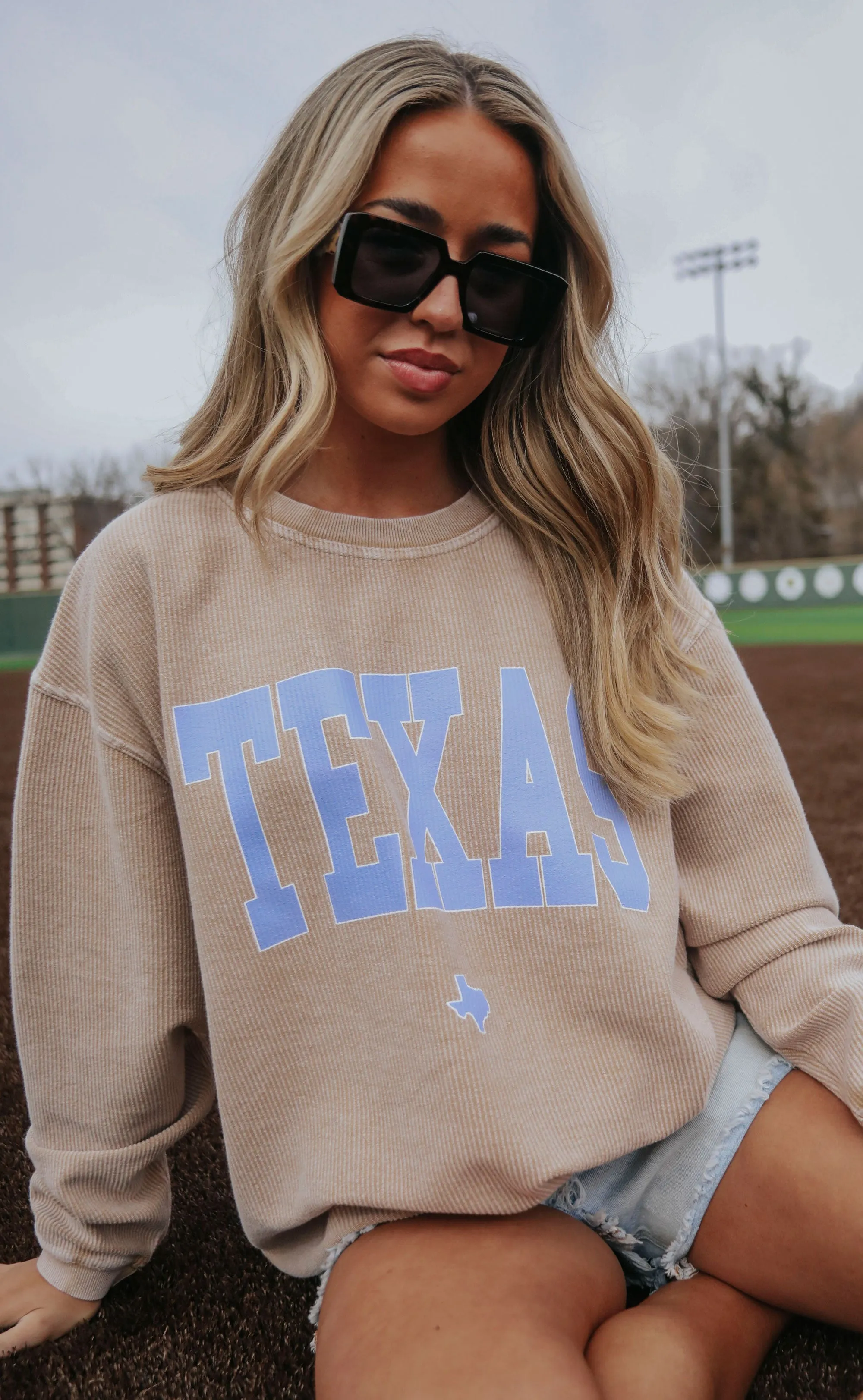 charlie southern: texas corded sweatshirt - latte