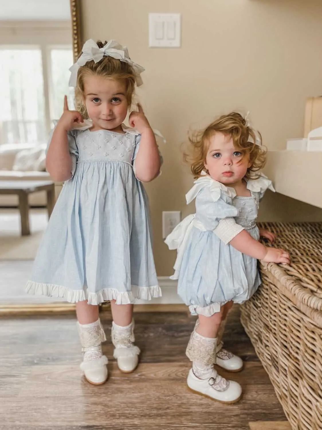 Charlotte Baby Blue Linen Romper