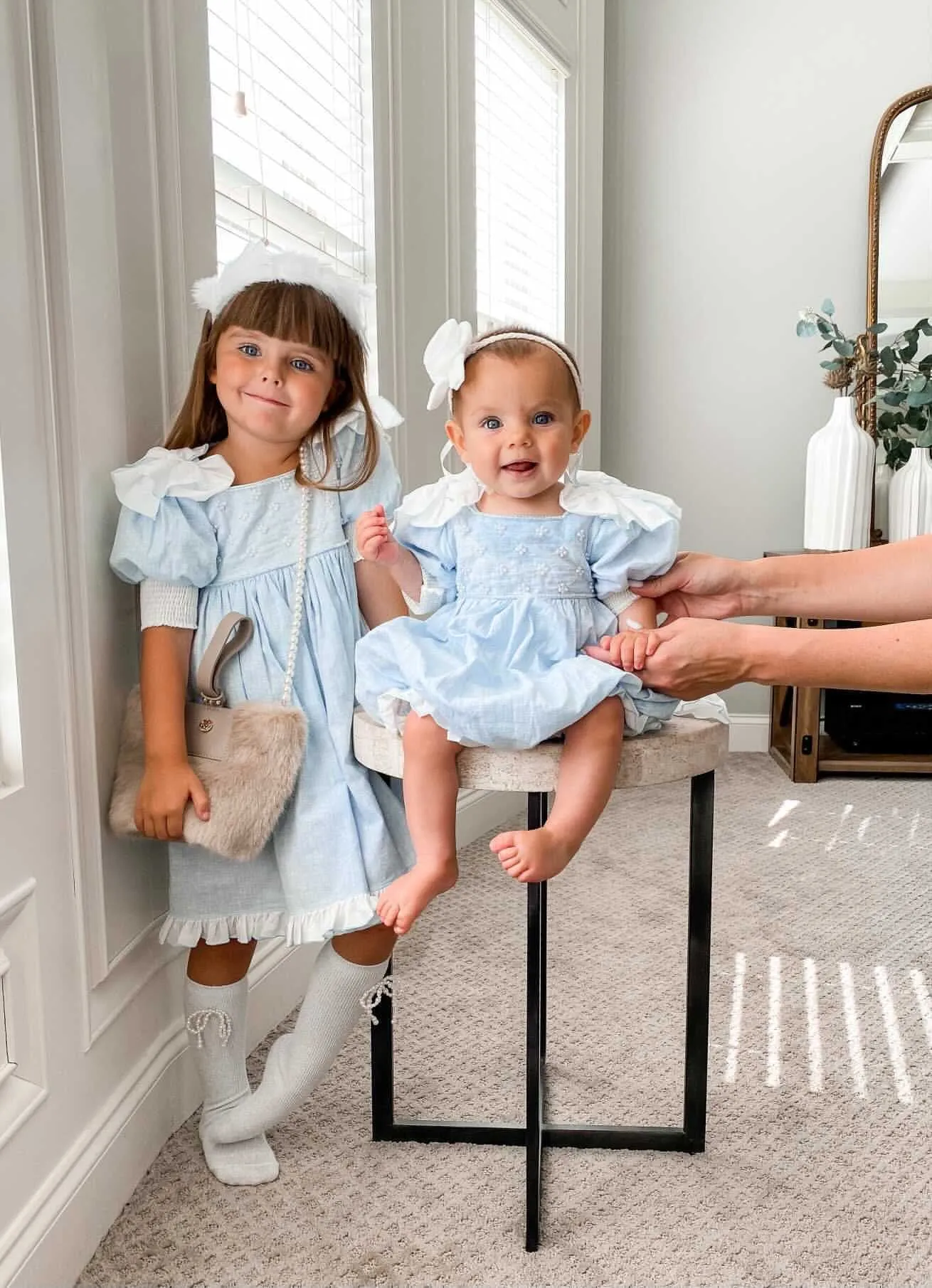 Charlotte Baby Blue Linen Romper