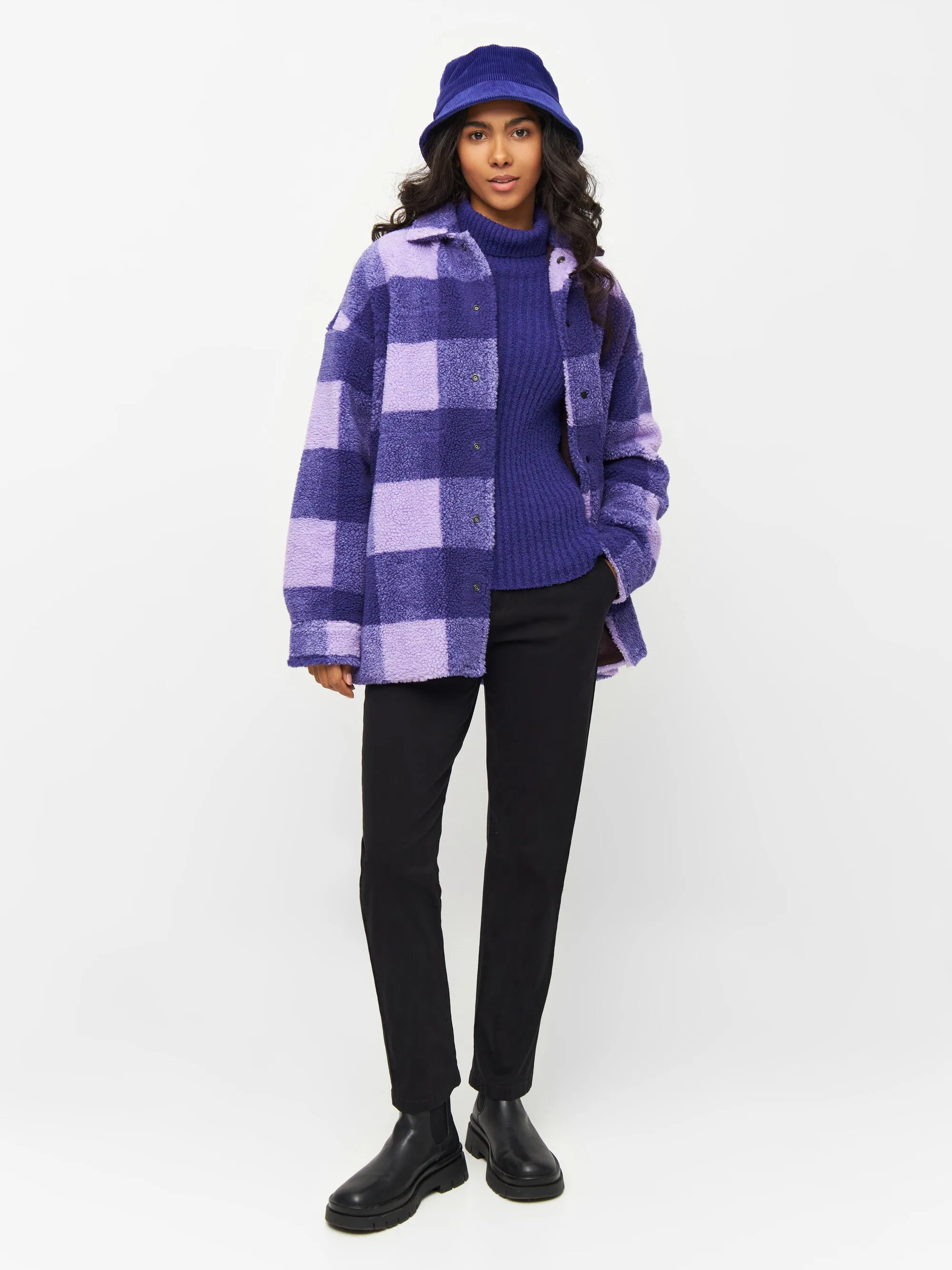 Checked teddy overshirt - Violet Tulip