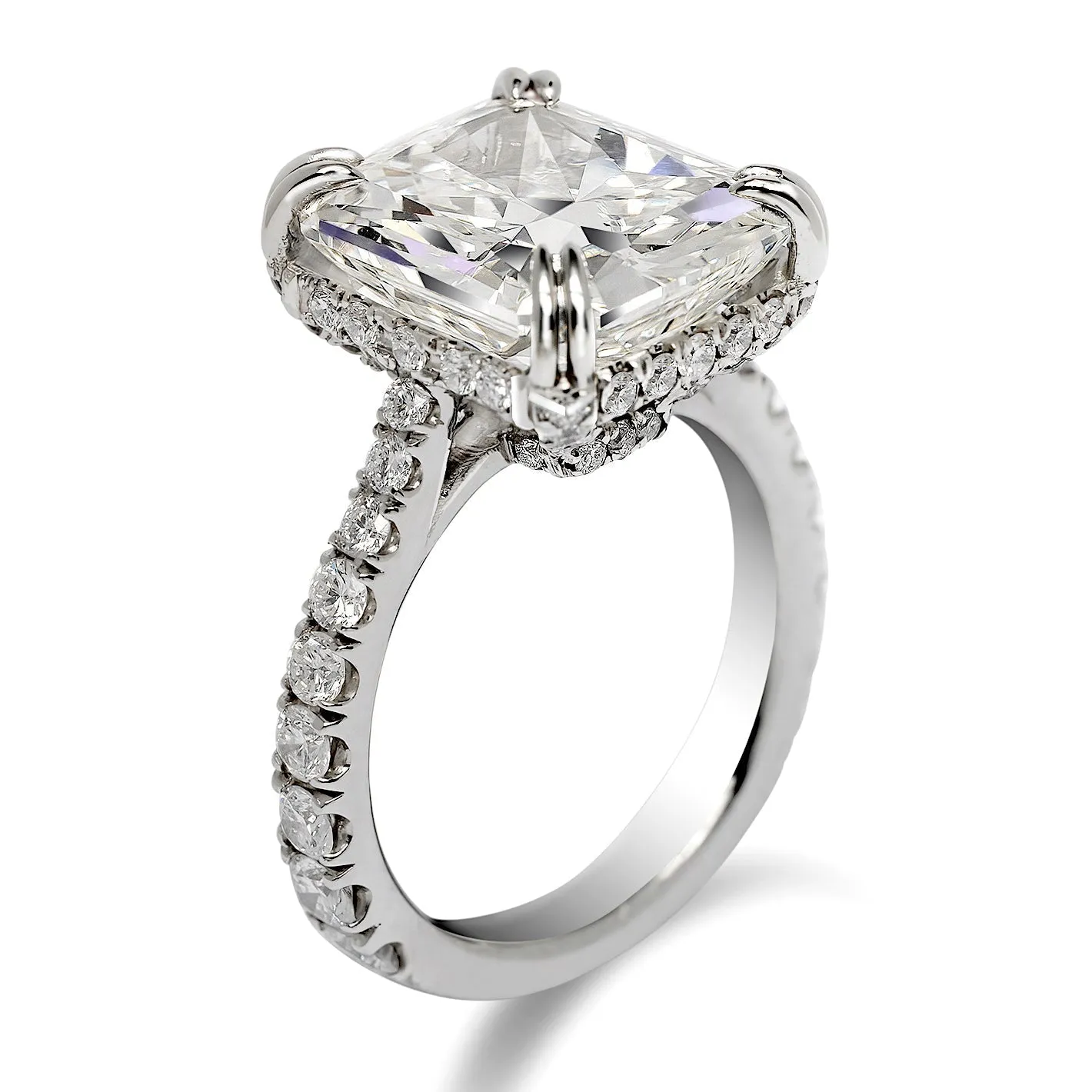 CLAIRE 9 CARAT RADIANT CUT K COLOR SI1 CLARITY DIAMOND ENGAGEMENT RING PLATINUM GIA CERTIFIED 7 CT K SI1 BY MIKE NEKTA