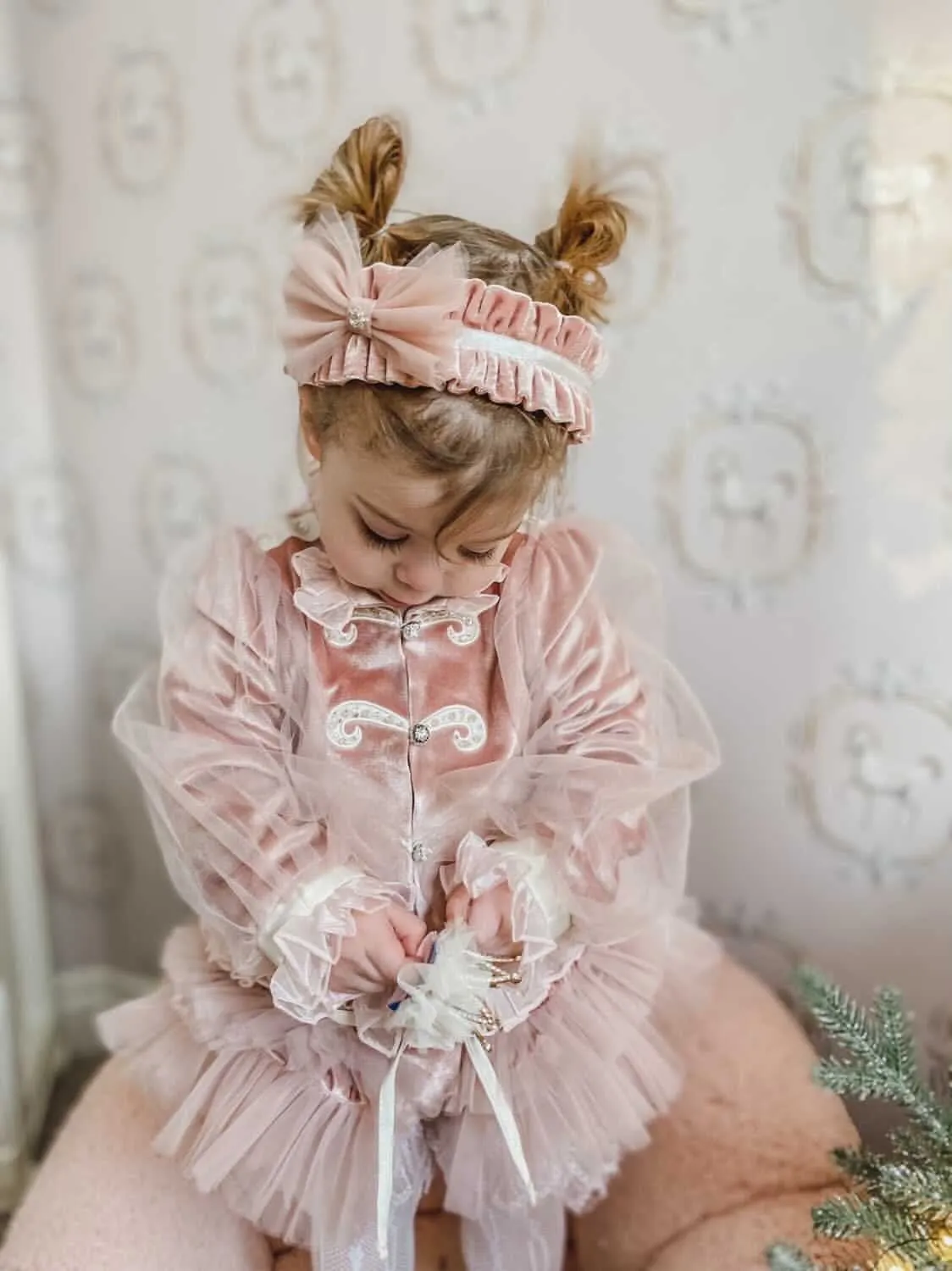 Clara Pink Velour Hair Sash