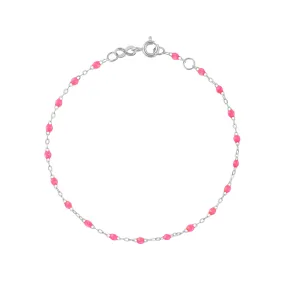 Classic Gigi Pink Anklet, White Gold, 9.4"