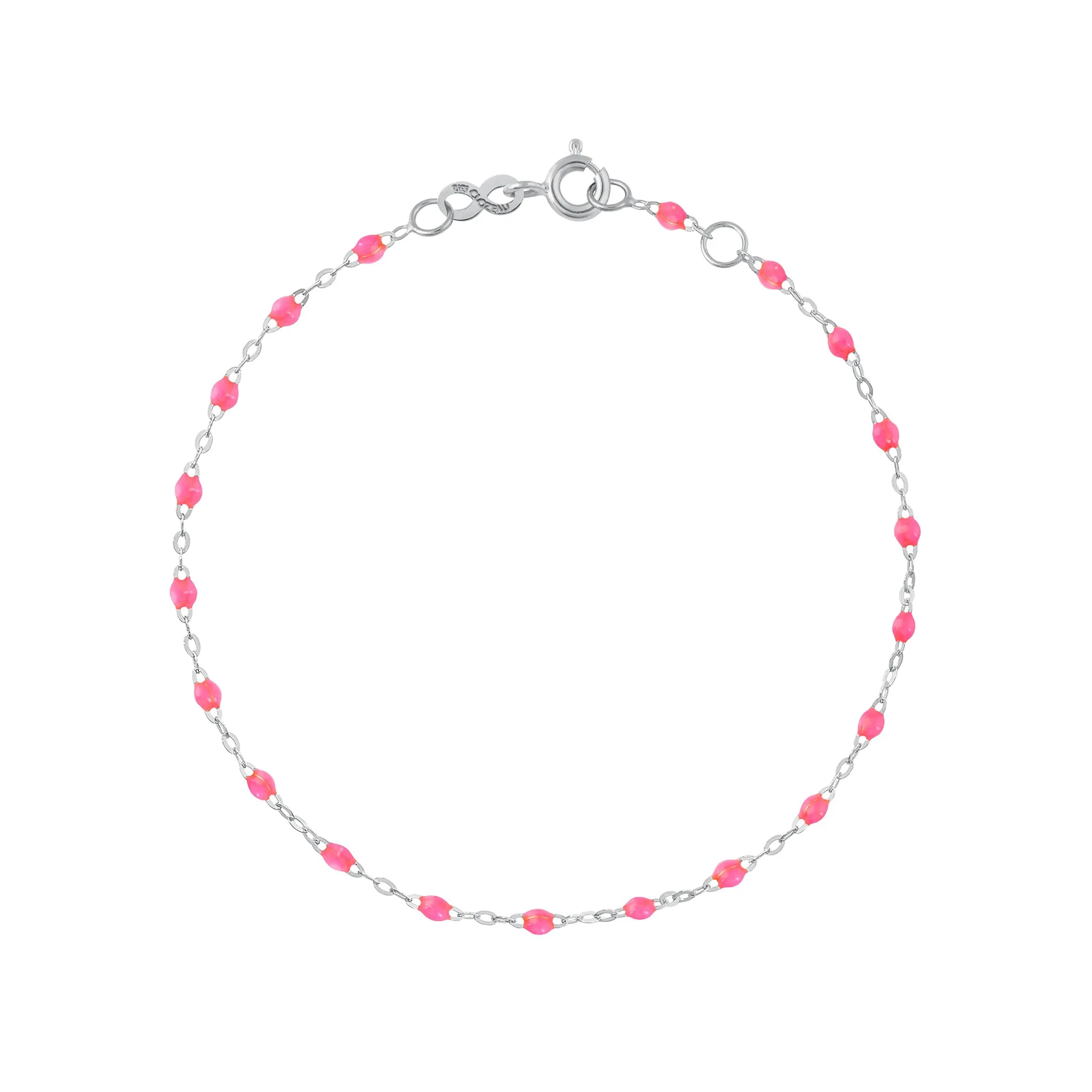 Classic Gigi Pink Anklet, White Gold, 9.4"