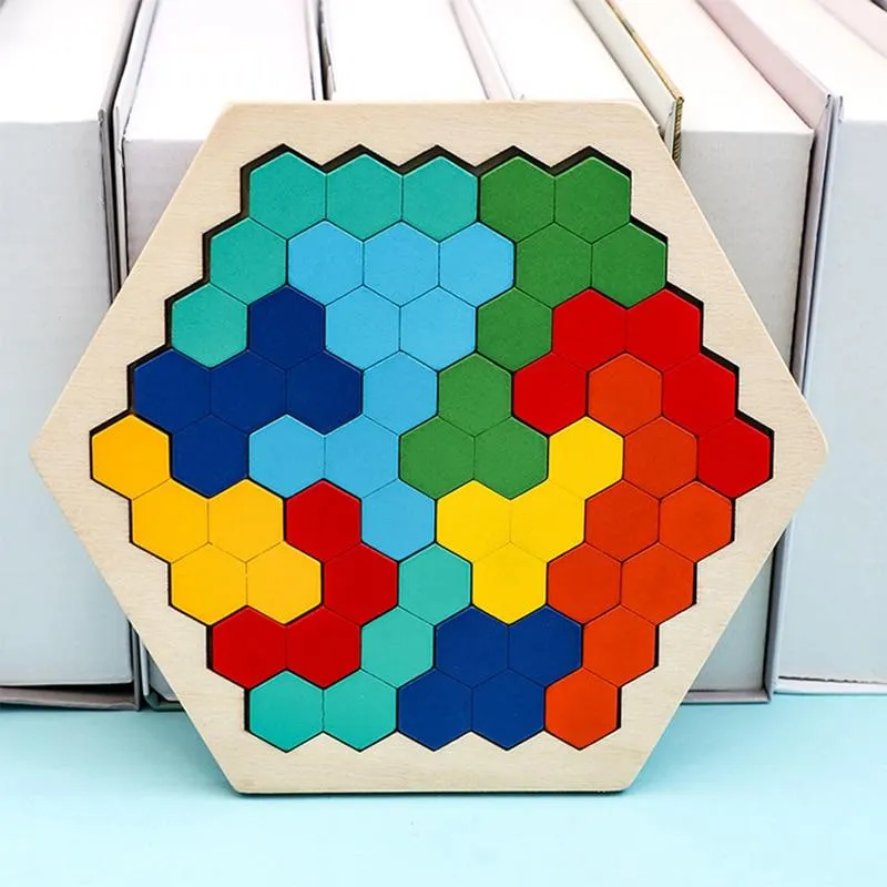 Colorful 3D Puzzle Wooden Toys High Quality Tangram Math Toys Jigsaw Game Children Preschool Imagination Educational Toy