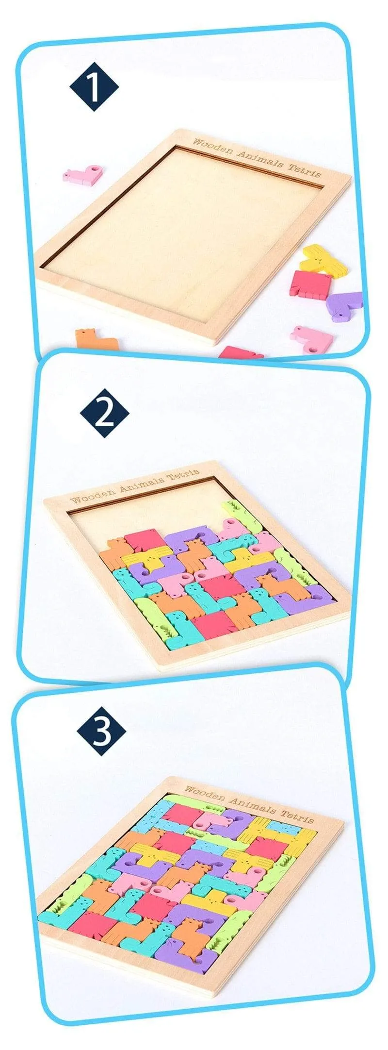 Colorful 3D Puzzle Wooden Toys High Quality Tangram Math Toys Jigsaw Game Children Preschool Imagination Educational Toy