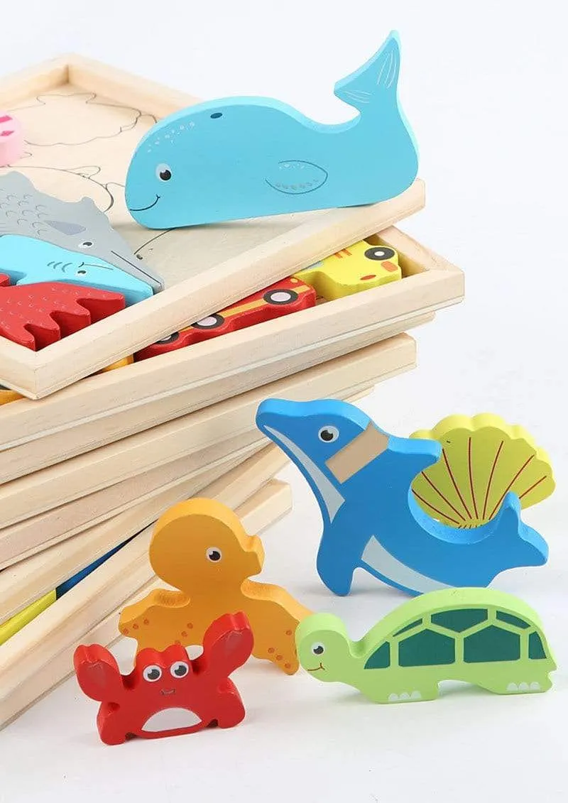 Colorful 3D Puzzle Wooden Toys High Quality Tangram Math Toys Jigsaw Game Children Preschool Imagination Educational Toy