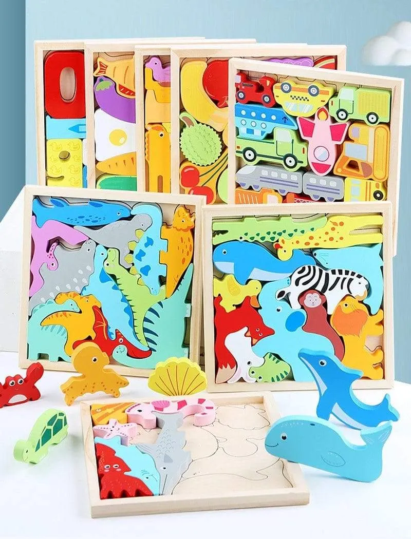 Colorful 3D Puzzle Wooden Toys High Quality Tangram Math Toys Jigsaw Game Children Preschool Imagination Educational Toy