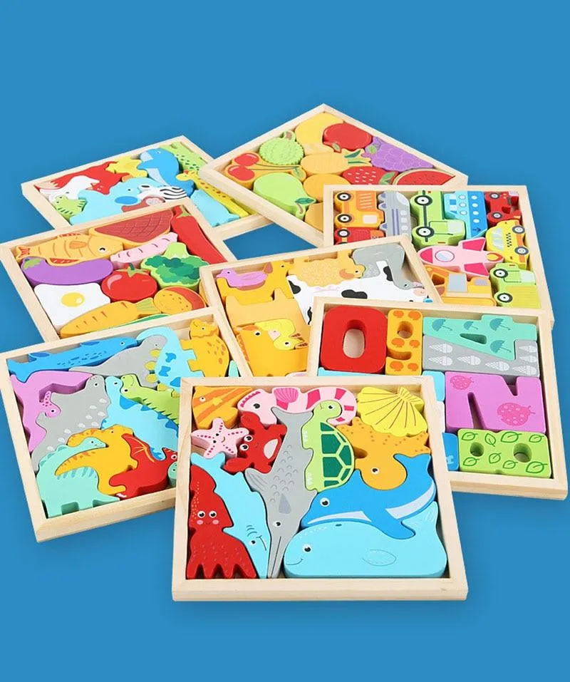 Colorful 3D Puzzle Wooden Toys High Quality Tangram Math Toys Jigsaw Game Children Preschool Imagination Educational Toy