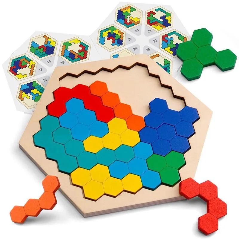 Colorful 3D Puzzle Wooden Toys High Quality Tangram Math Toys Jigsaw Game Children Preschool Imagination Educational Toy