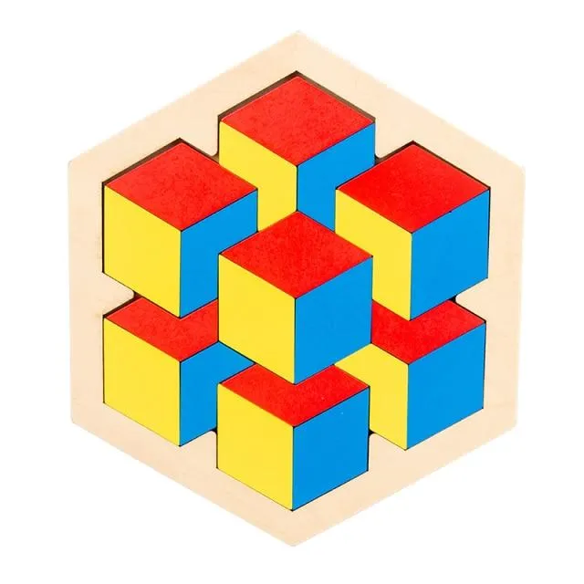 Colorful 3D Puzzle Wooden Toys High Quality Tangram Math Toys Jigsaw Game Children Preschool Imagination Educational Toy