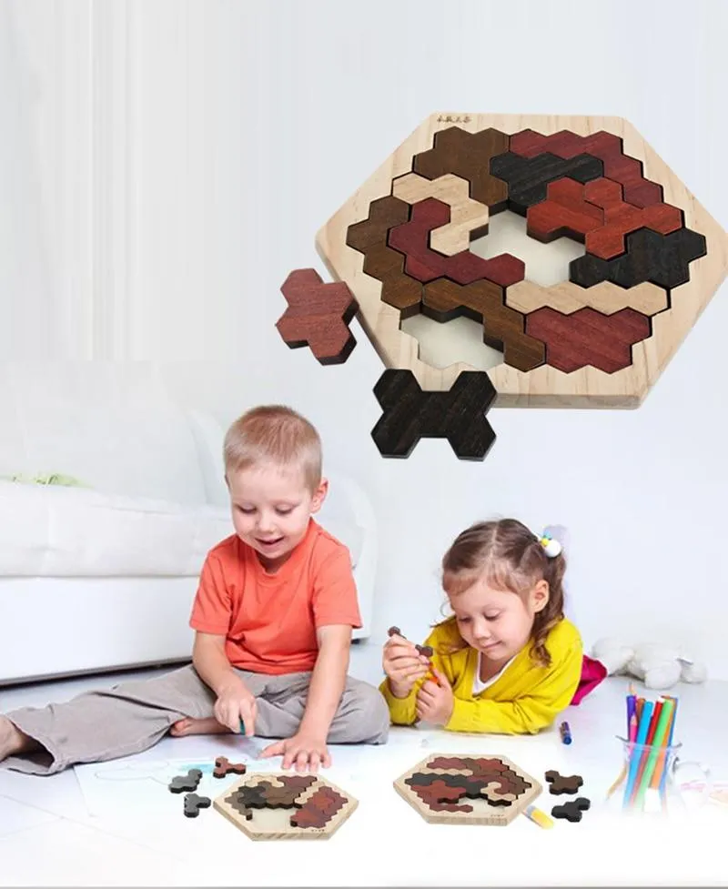 Colorful 3D Puzzle Wooden Toys High Quality Tangram Math Toys Jigsaw Game Children Preschool Imagination Educational Toy