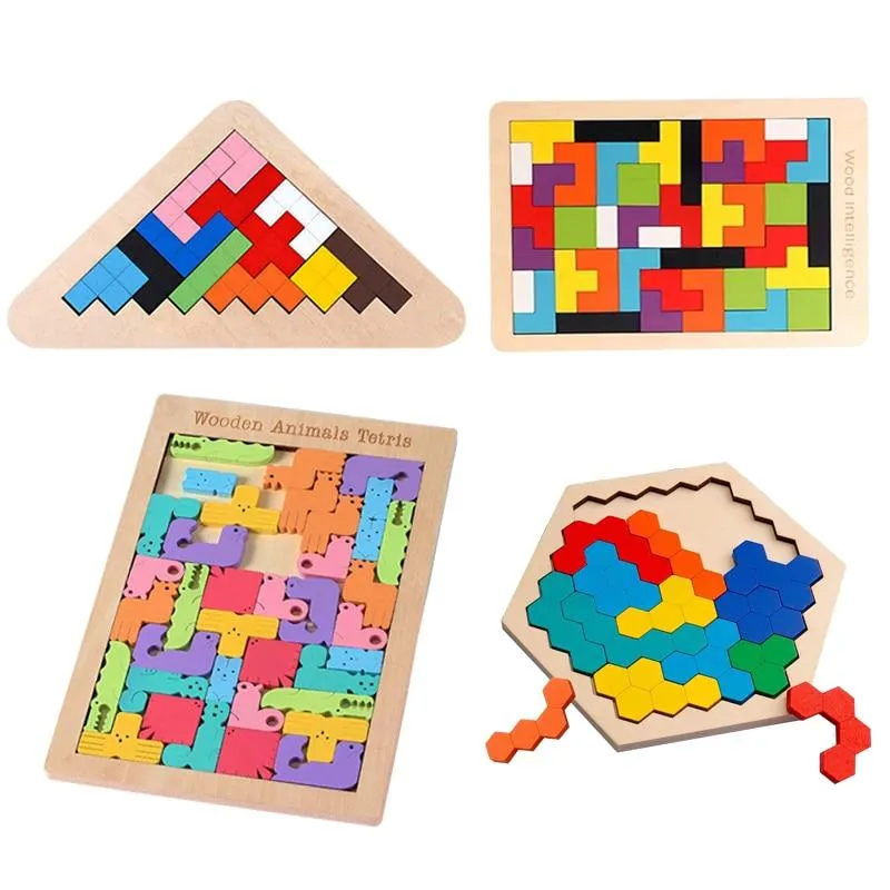 Colorful 3D Puzzle Wooden Toys High Quality Tangram Math Toys Jigsaw Game Children Preschool Imagination Educational Toy