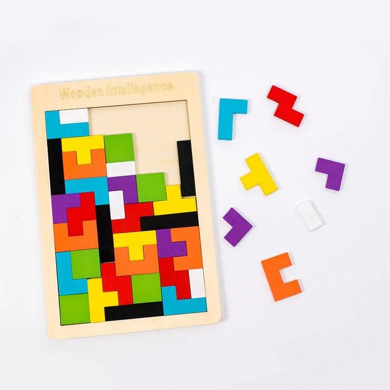 Colorful 3D Puzzle Wooden Toys High Quality Tangram Math Toys Jigsaw Game Children Preschool Imagination Educational Toy