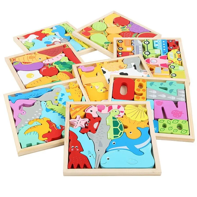 Colorful 3D Puzzle Wooden Toys High Quality Tangram Math Toys Jigsaw Game Children Preschool Imagination Educational Toy