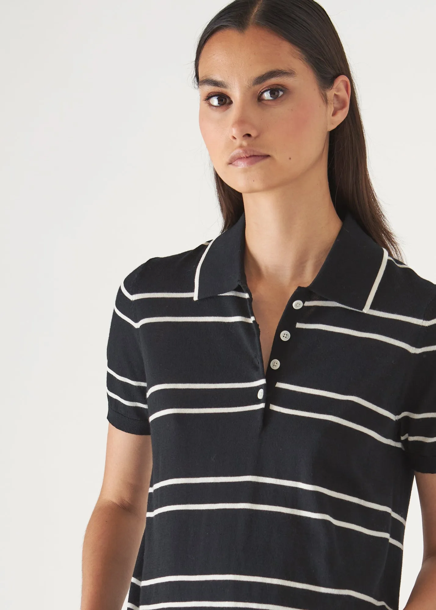 COTTON CUPRO STRIPED SHORT SLEEVE POLO