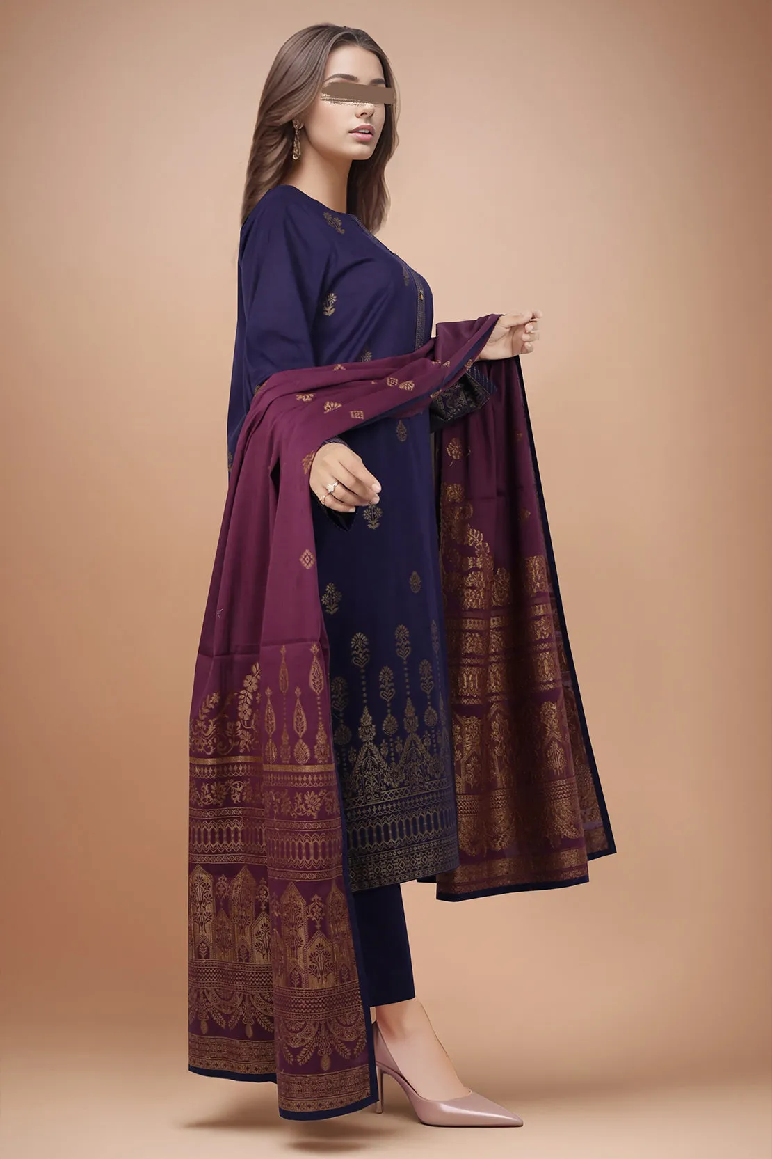 Cotton Jacquard Stitched 2 Piece (Shirt/Dupatta)