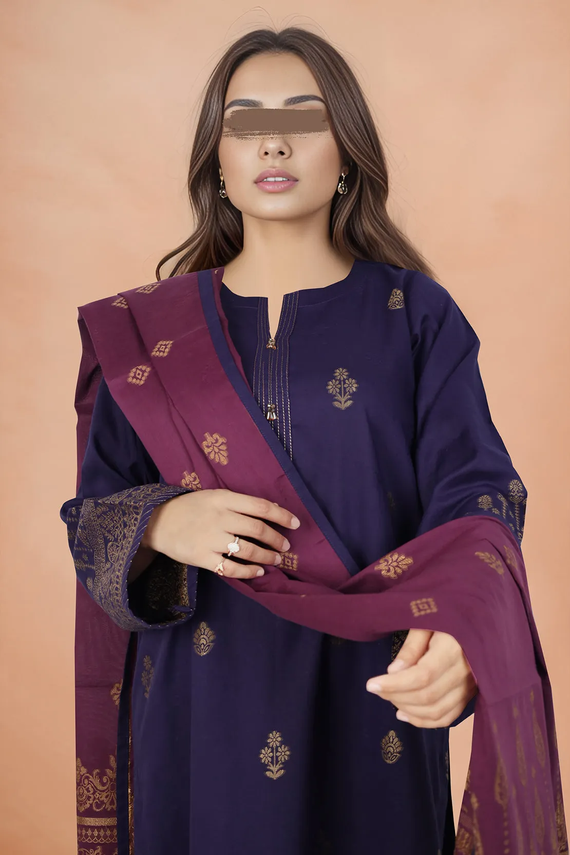 Cotton Jacquard Stitched 2 Piece (Shirt/Dupatta)