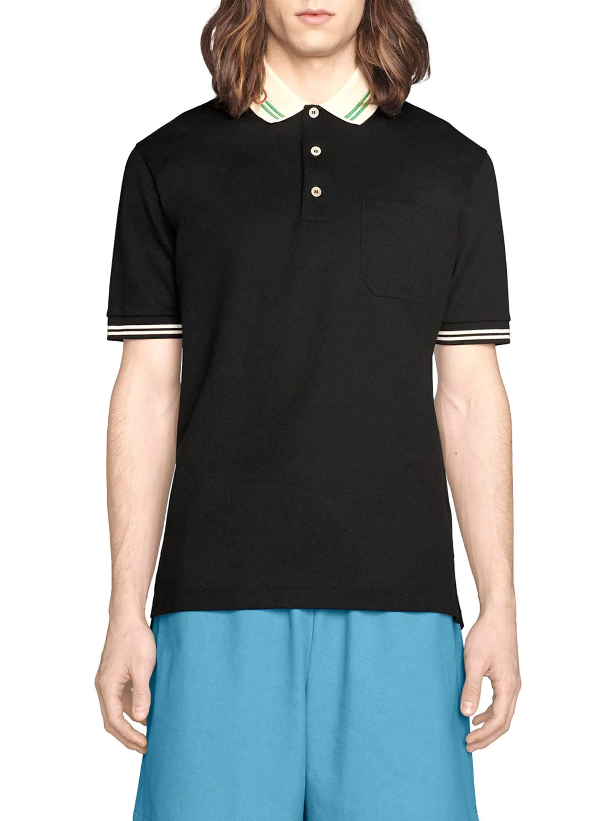 Cotton pique polo shirt with GG