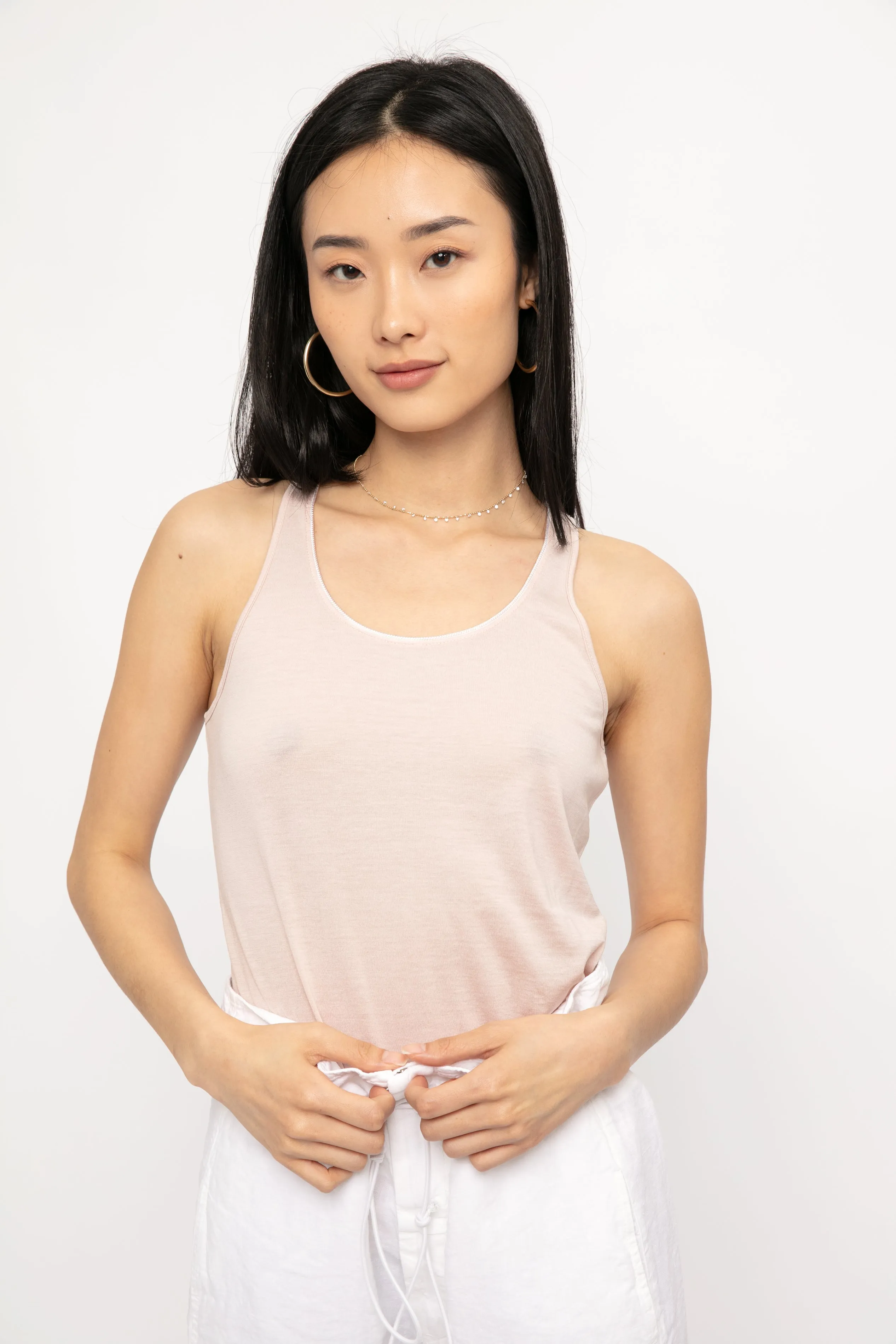 Cotton Silk Tank Top in Rose