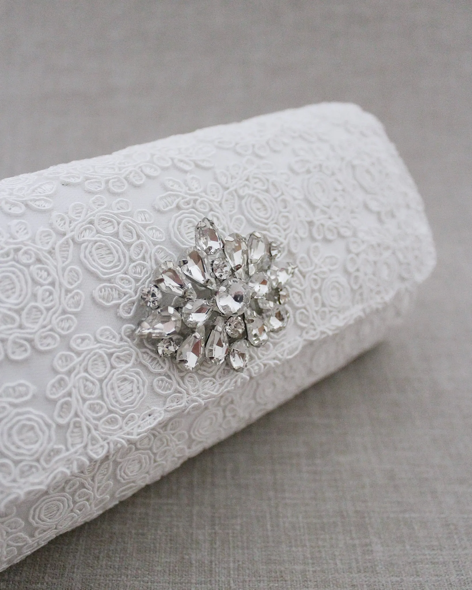 Crochet Wedding Clutch with Cluster Teardrop Brooch