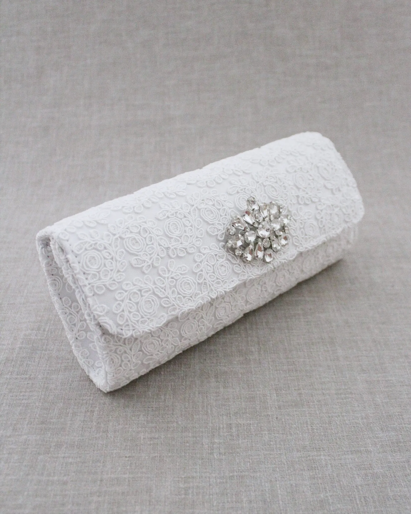 Crochet Wedding Clutch with Cluster Teardrop Brooch