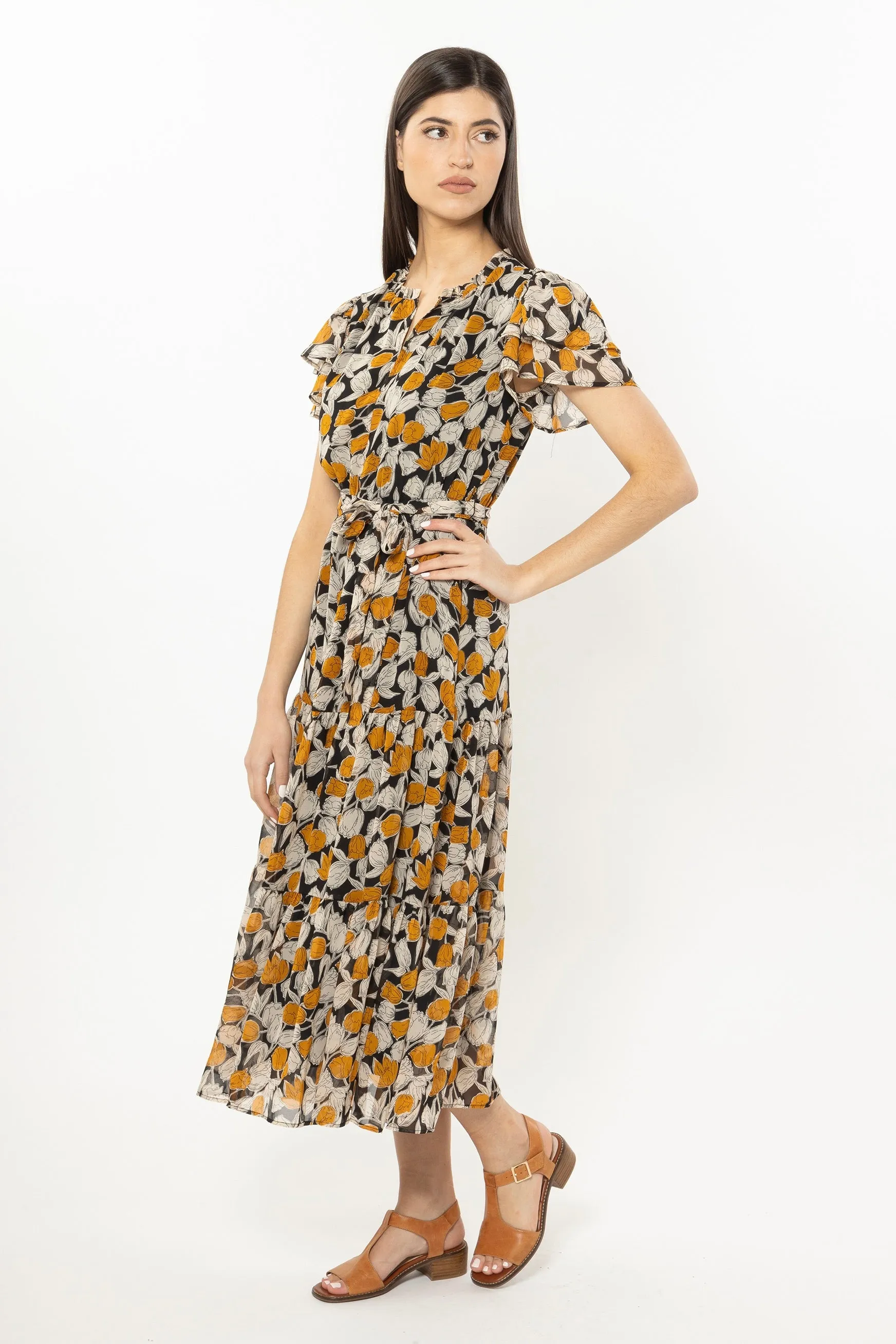 Cruise Spice Tulip Tiered Maxi Dress