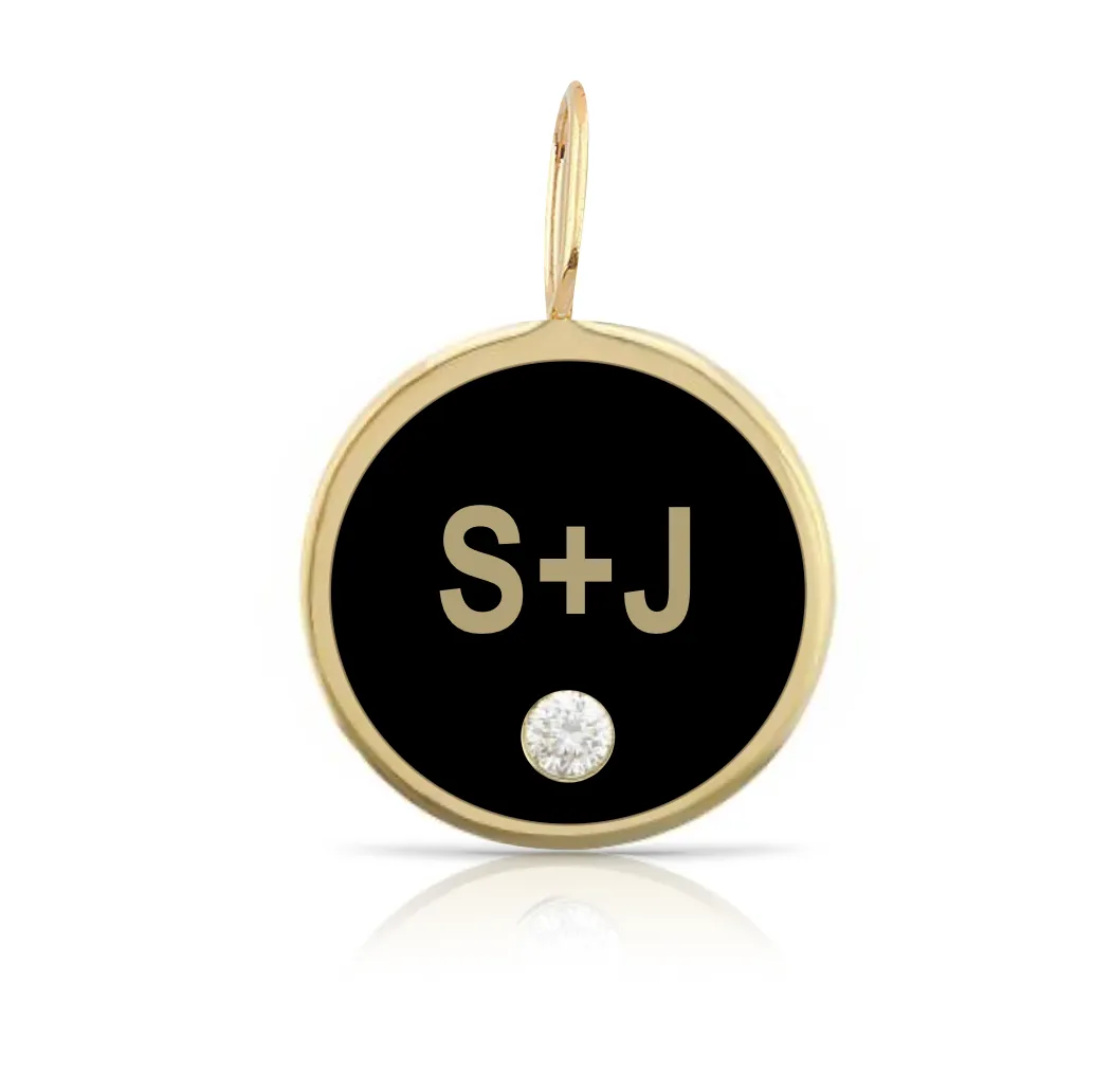 Custom Enamel Disc Charm with Tiny Diamond