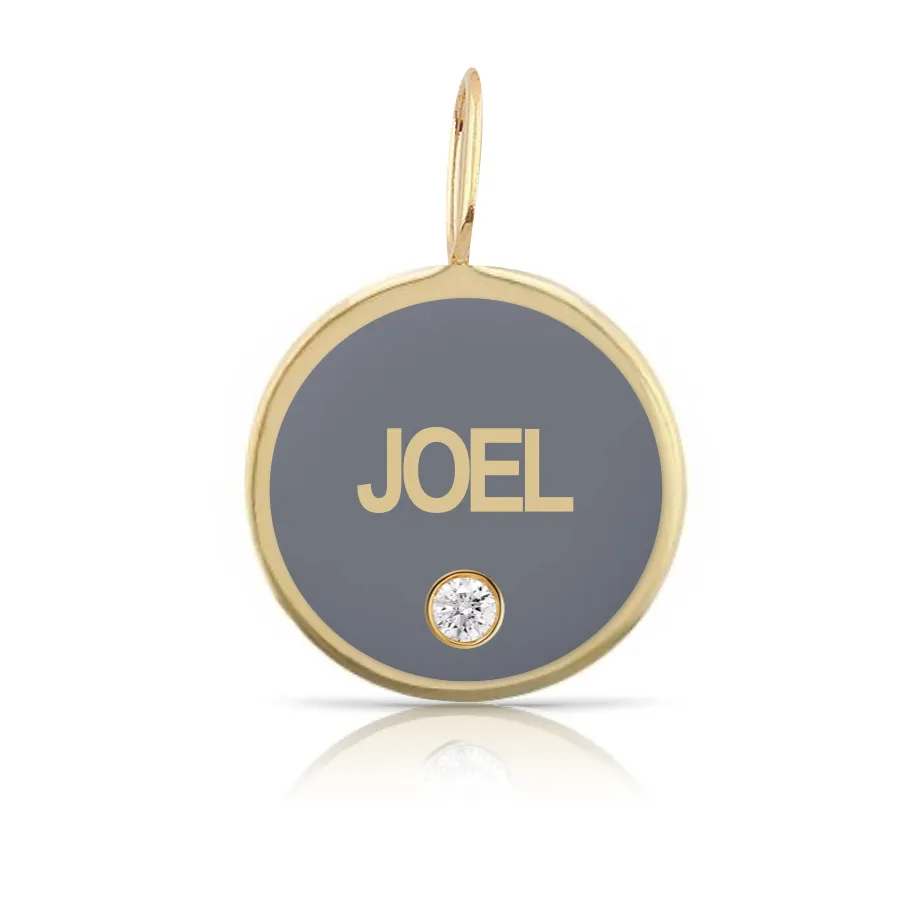 Custom Enamel Disc Charm with Tiny Diamond