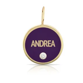 Custom Enamel Disc Charm with Tiny Diamond