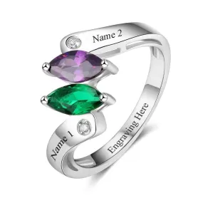 Custom Engrave 2 Names Promise Rings For Women