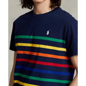 Custom Fit Striped Jersey T-Shirt - Navy / Multi