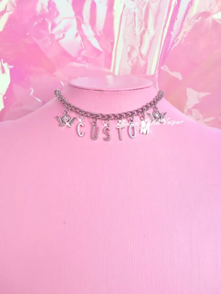 Custom Metal Letters Angel Chunky Chain Choker