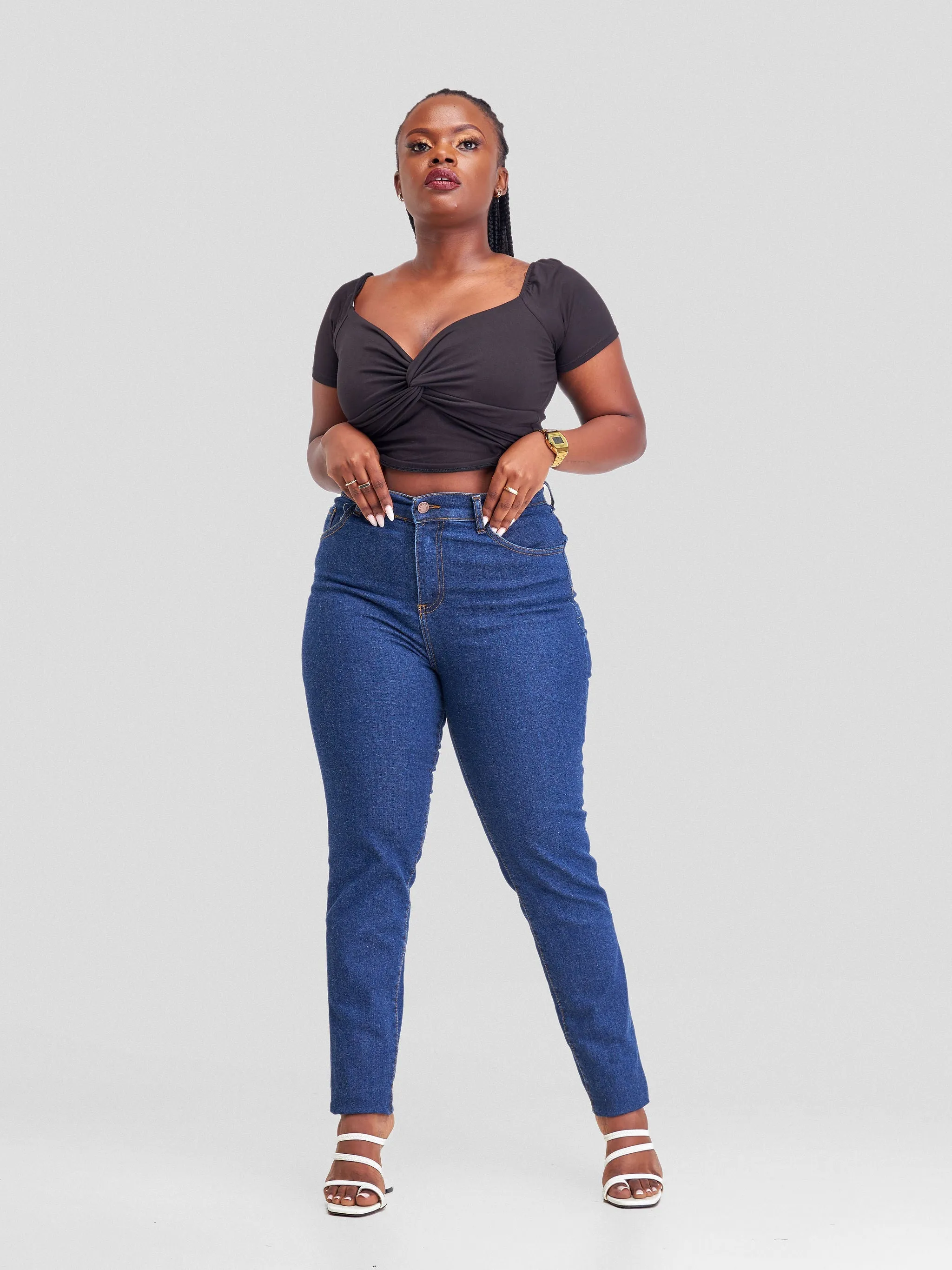 Denim Haven High Rise Skinny Jeans- Dark Blue