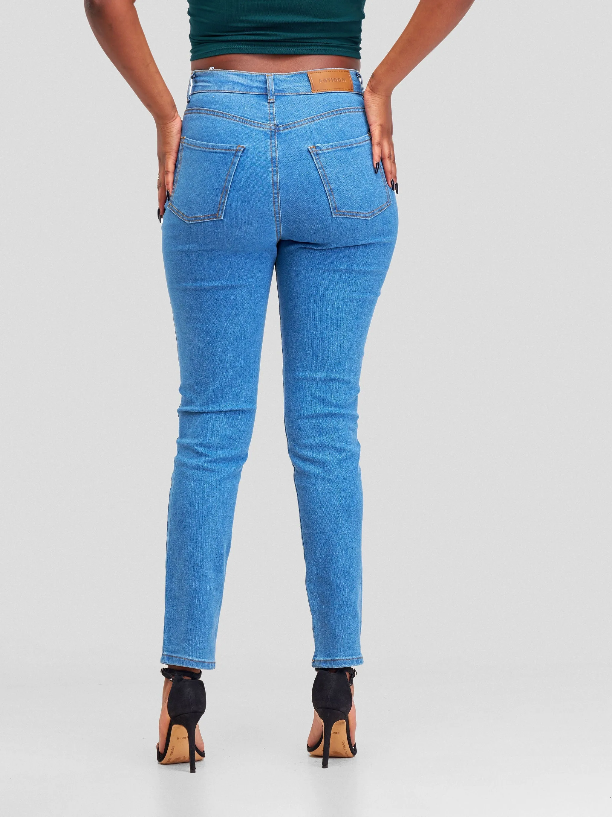 Denim Haven High Rise Skinny Ripped Jeans - Light Blue