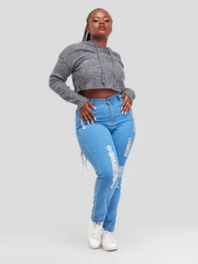 Denim Haven High Rise Skinny Ripped Jeans - Light Blue