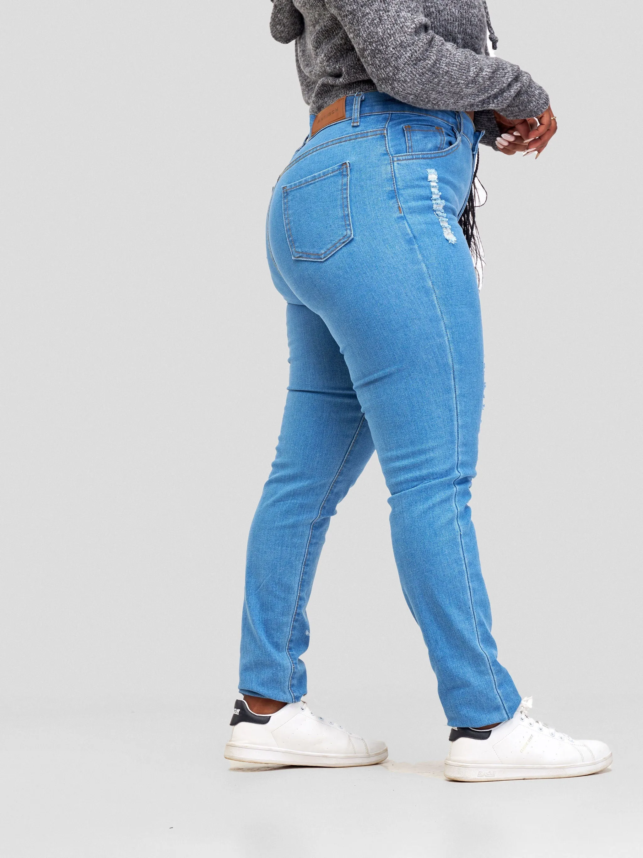 Denim Haven High Rise Skinny Ripped Jeans - Light Blue